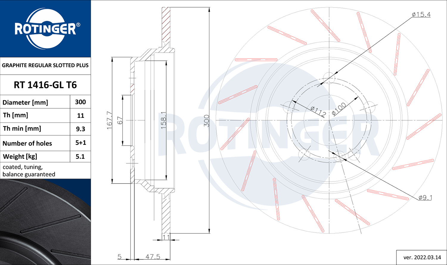 ROTINGER Féktárcsa, mind RT1416-GLT6_ROT